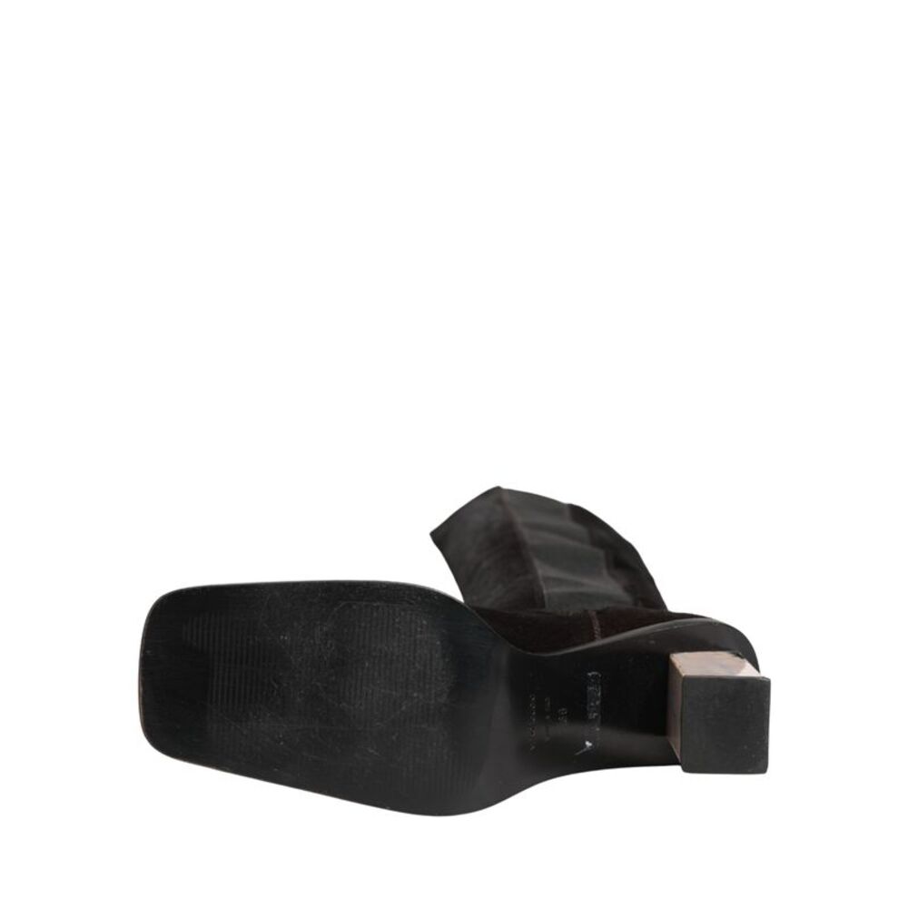 Dolce & Gabbana Black Suede Leather Knee High Boots Women's Shoes - Picture 2 of 5